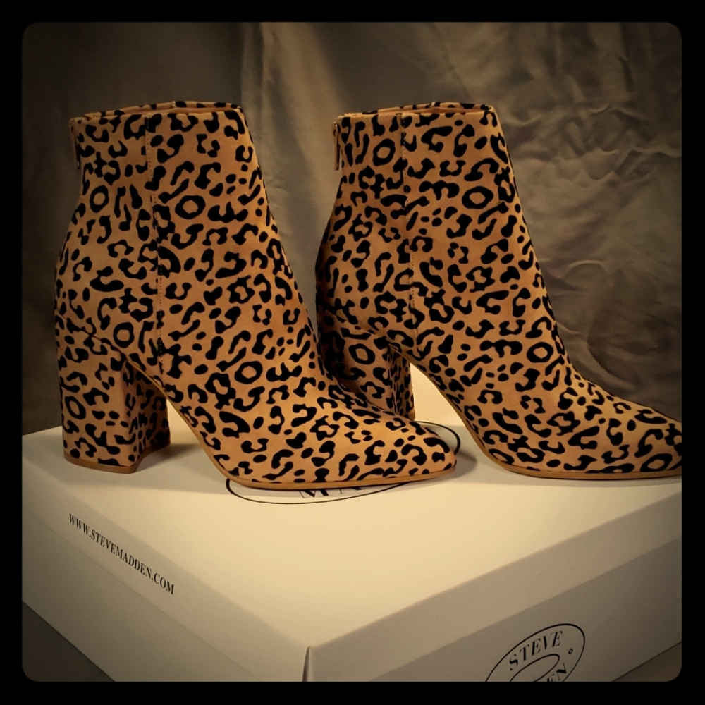 Steve Madden Leopard Booties New, Read Description